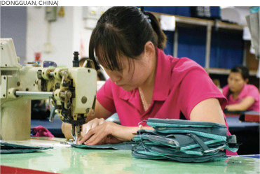 Woman at sewing machine