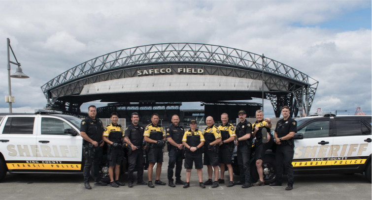 Sound Uniform Solutions sheriff department in front of Safeco field